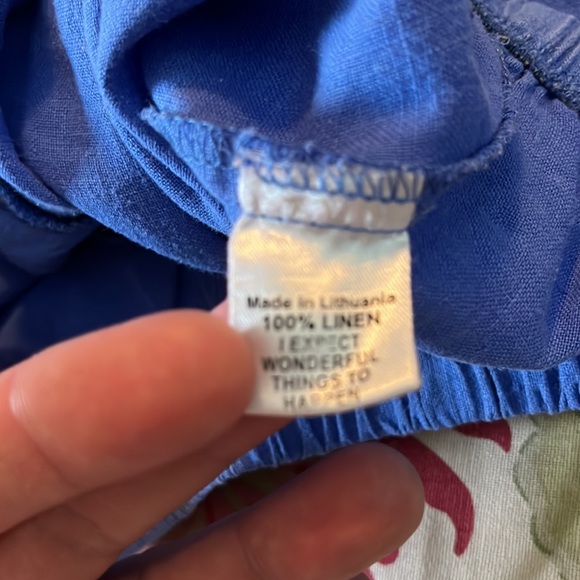 FLAX Size Small Lagenlook Pull-On Elastic Waist Pant Cornflower Blue 100% Linen - Picture 14 of 16